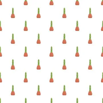 Cactus plant in pot seamless pattern design Stock Illustration