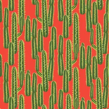 Cactus plant vector seamless pattern. Abstract desert nature fabric print. Stock Illustration