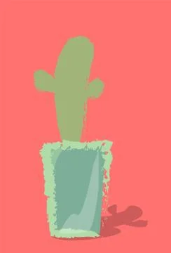 Cactus in a pot, on a background, Illustrazione stock