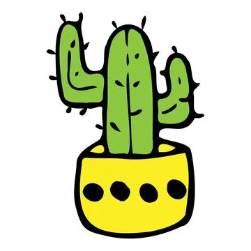 Cactus in a pot in a circle. Doodle style. Stock Illustration