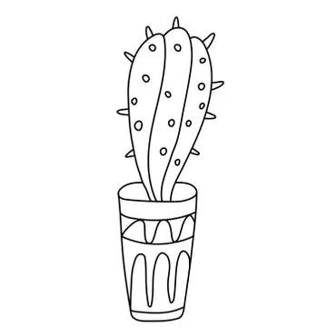 Cactus in a pot doodle. Stock Illustration