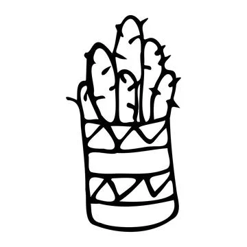 Cactus in a pot . Doodle style. Stock Illustration