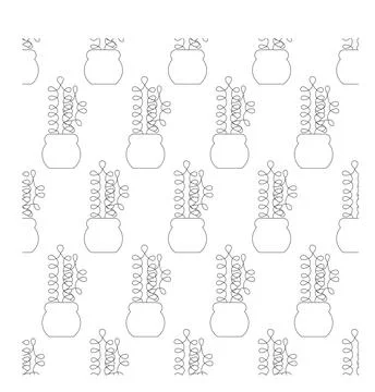 Cactus in a pot in doodle style. Simple seamless pattern. Vector illustration Stock Illustration