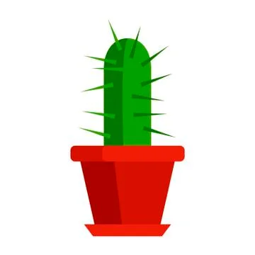 Cactus in a pot isolated on white background Stock Illustration