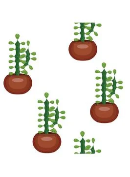 Cactus in a pot. Pattern. Stock Illustration