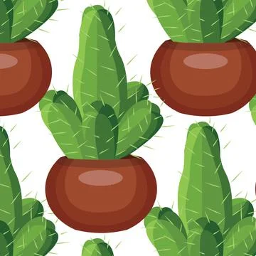 Cactus in a pot. pattern. Stock Illustration