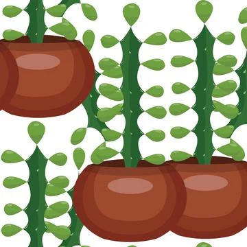 Cactus in a pot. Pattern. Stock Illustration