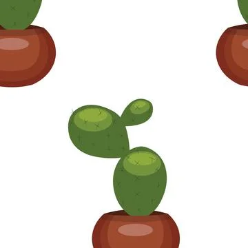 Cactus in a pot. pattern. Stock Illustration