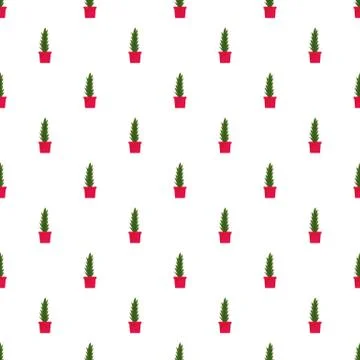 Cactus pot pattern seamless vector イラスト素材