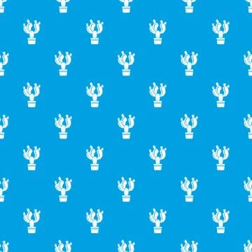 Cactus in pot pattern vector seamless blue 스톡 일러스트