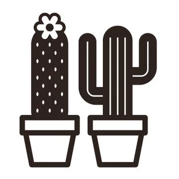 Cactus in pot set Illustrazione stock
