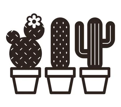 Cactus in pot set Stock Illustration
