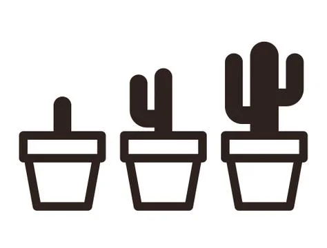 Cactus in pot set Stock Illustration