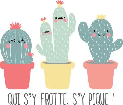 Cactus in a pot of set Stock Illustration