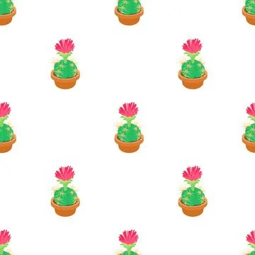 Cactus with red flower pattern seamless vector Illustrazione stock
