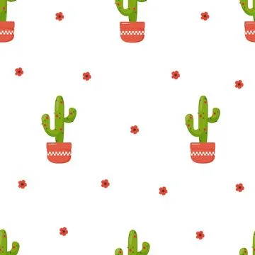 Cactus with red flowers pattern Stock-Illustration