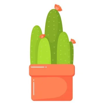 Cactus in a red pot Stock Illustration