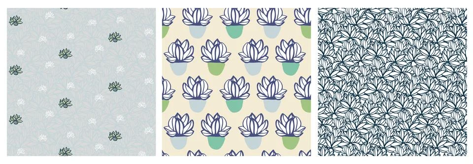 Cactus seamlees pattern set for summer background Stock Illustration