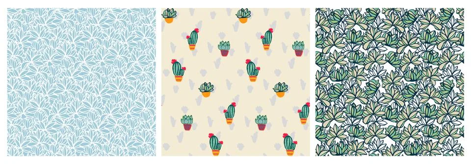Cactus seamlees pattern set for summer background イラスト素材