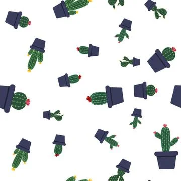 Cactus Seamless Pattern Background  Illustration. Stock Illustration