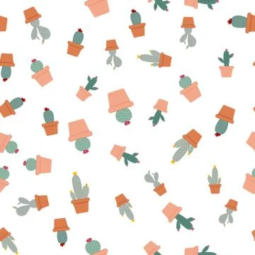 Cactus Seamless Pattern Background  Illustration. Stock Illustration