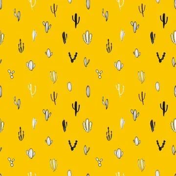 Cactus seamless pattern background. Vector illustration for fabric and gift w Stock Illustration