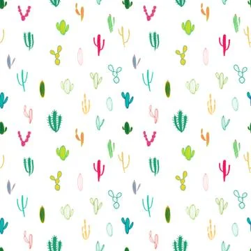 Cactus seamless pattern background. Vector illustration for fabric and gift w Stock Illustration