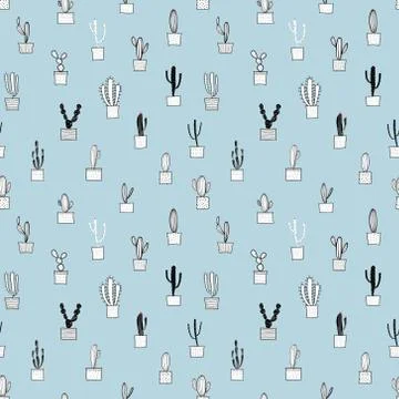 Cactus seamless pattern background. Vector illustration for fabric and gift w Stock Illustration