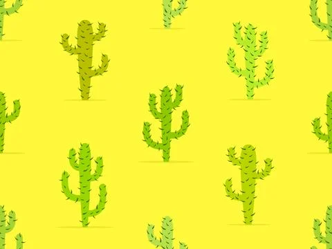 Cactus seamless pattern. Desert cactus Carnegiea. Green cacti with thorns. .. Stock Illustration