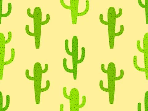Cactus seamless pattern. Desert cactus Carnegiea. Green cactuses with dots .. Stockillustratie