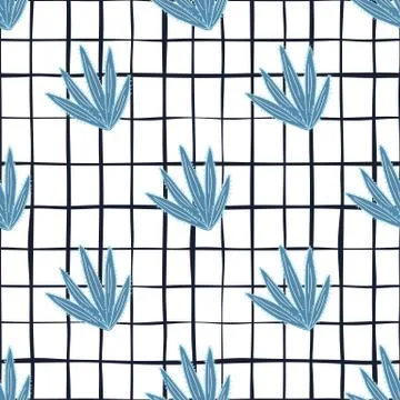 Cactus seamless pattern in doodle style. Simple botanical exotic background. Stock Illustration