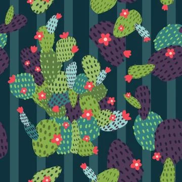 Cactus seamless pattern. Exotic vector background Illustrazione stock