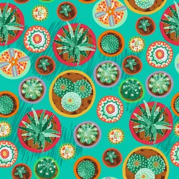 Cactus seamless pattern. Exotic vector background Stock Illustration