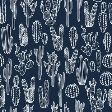 Cactus seamless pattern Stock Illustration