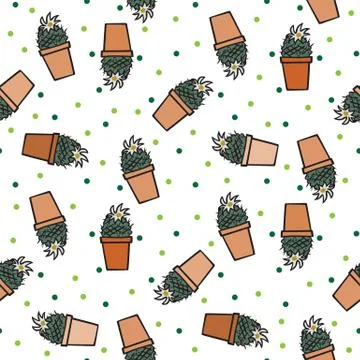 Cactus seamless pattern Stock Illustration