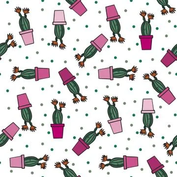 Cactus seamless pattern Stock Illustration
