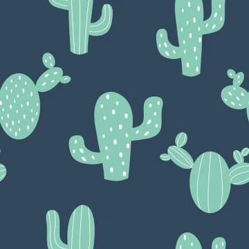 Cactus seamless pattern. Mexican ethnic classical succulent cactus latin amer Stock Illustration