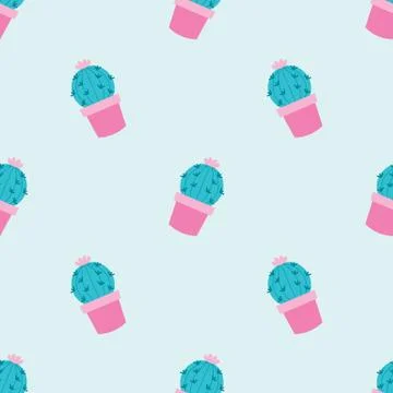 Cactus seamless pattern vector background Stock Illustration