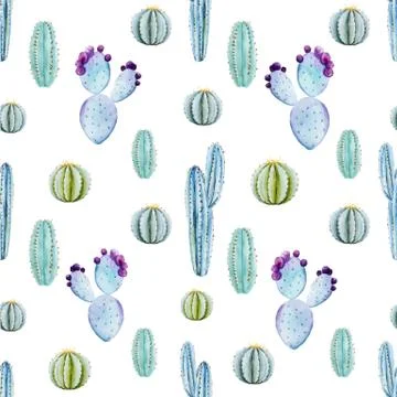 Cactus seamless patterns Stock Illustration