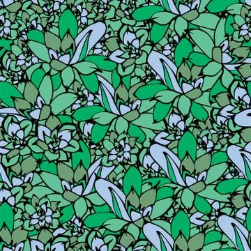 Cactus seamless vector pattern with Echeveria . Cacti fabric print design Stock Illustration