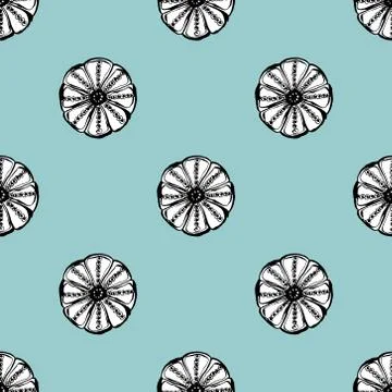 Cactus seamless vector pattern. Vector hand drawn blue green succulent cactus Stock Illustration