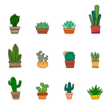 Cactus set Stock Illustration