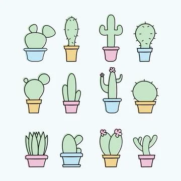 Cactus Set Illustrazione stock