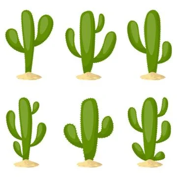 Cactus set vector design illustration isolated on white background Stock Illustration