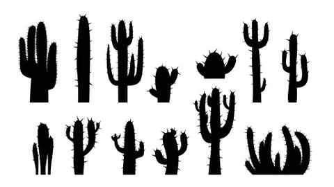 Cactus set on white Stock Illustration