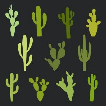 Cactus Silhouette Set Illustrazione stock