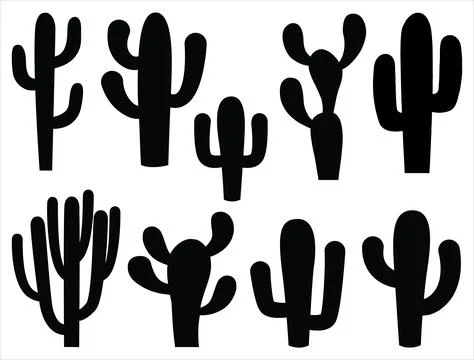 CACTUS SILHOUETTE VECTOR ART Stock Illustration