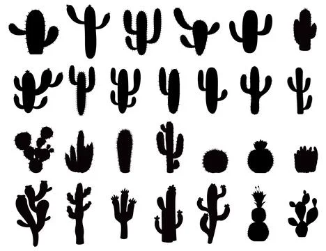 Cactus silhouettes set. Stock Illustration