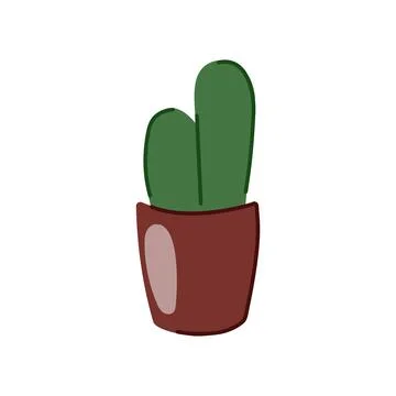 Cactus simple icon in flat style. House plant for home interior. Vector Stock Illustration
