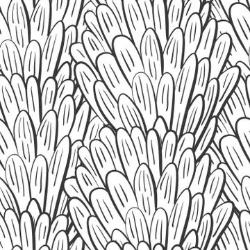 Cactus simple sketh drawn hand seamless pattern in cartoon style. For wallpapers Stock Illustration